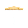 Yellow Beach umbrella with a scalloped edge on a white background
