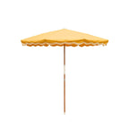 Yellow Beach umbrella with a scalloped edge on a white background