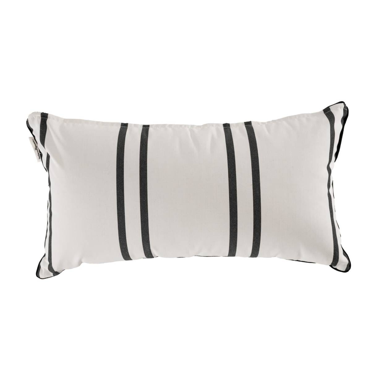 studio image of rectangle throw pillow in malibu black stripe