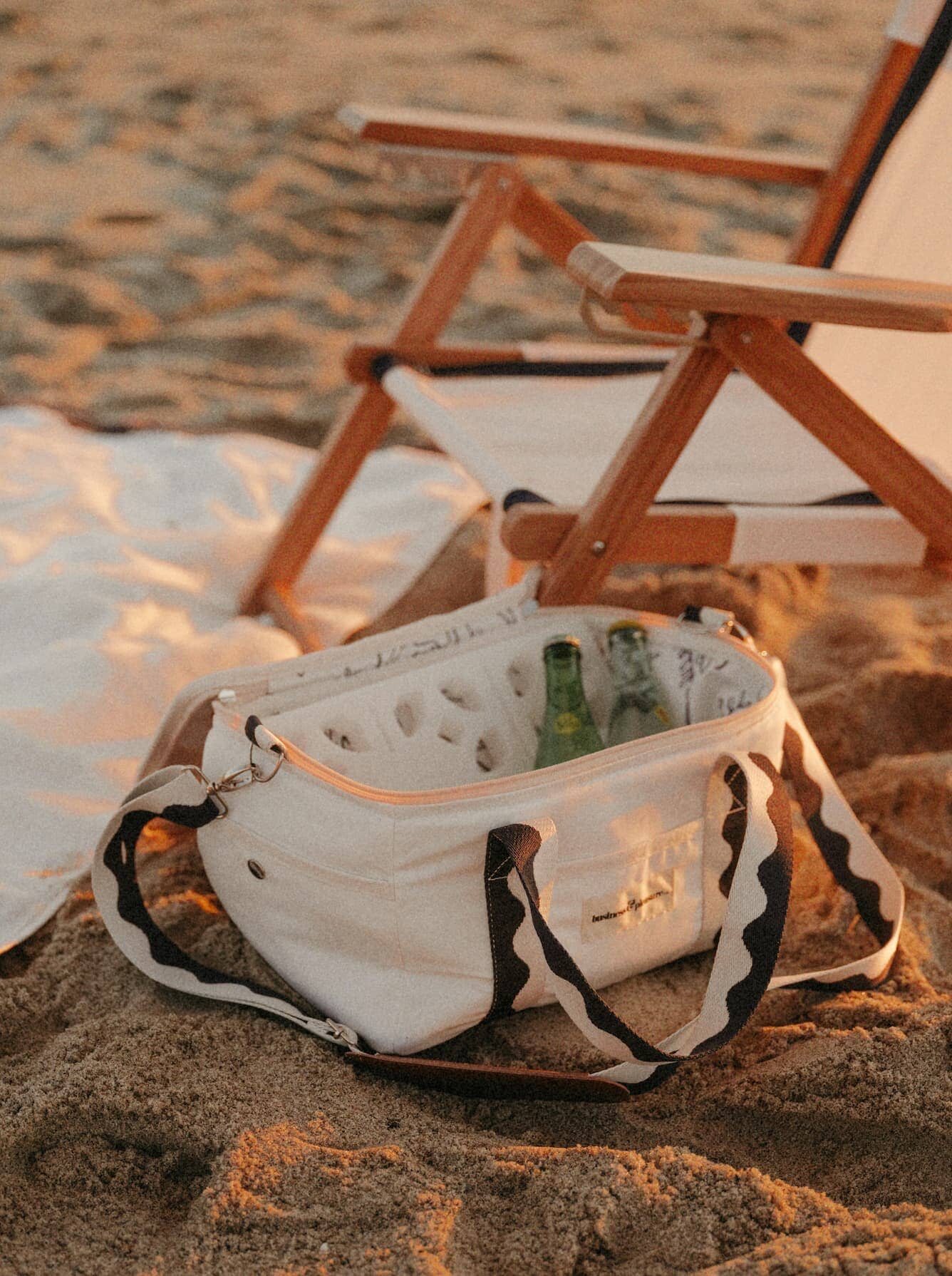 beach setting with riviera white cooler bag
