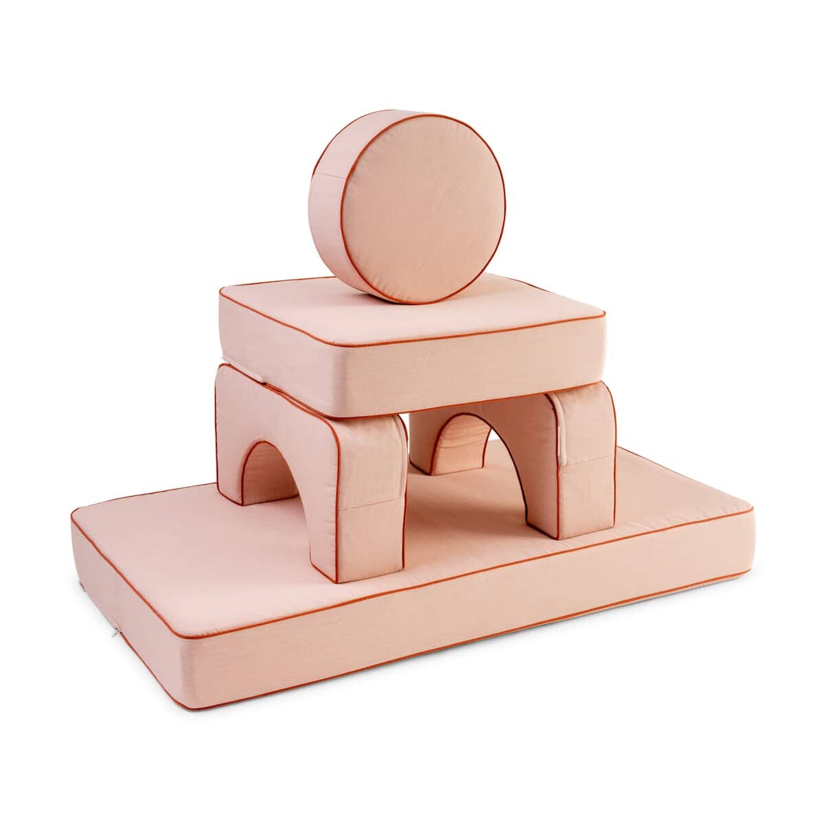 Studio image of riviera pink modular pillow stack