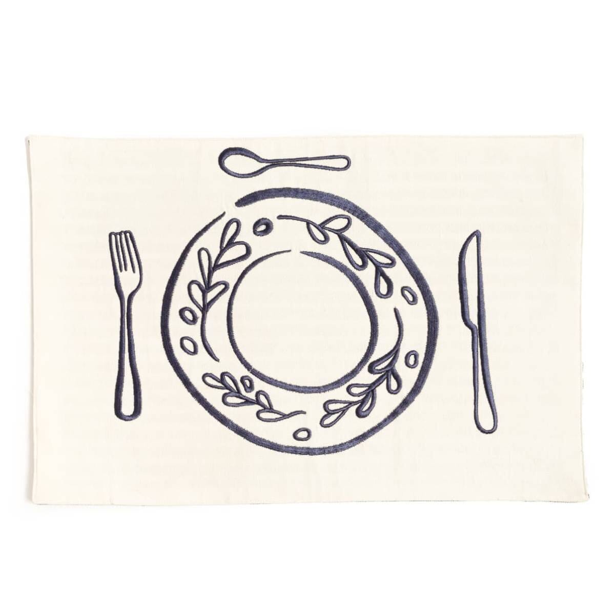 studio image of navy stripe placemat front