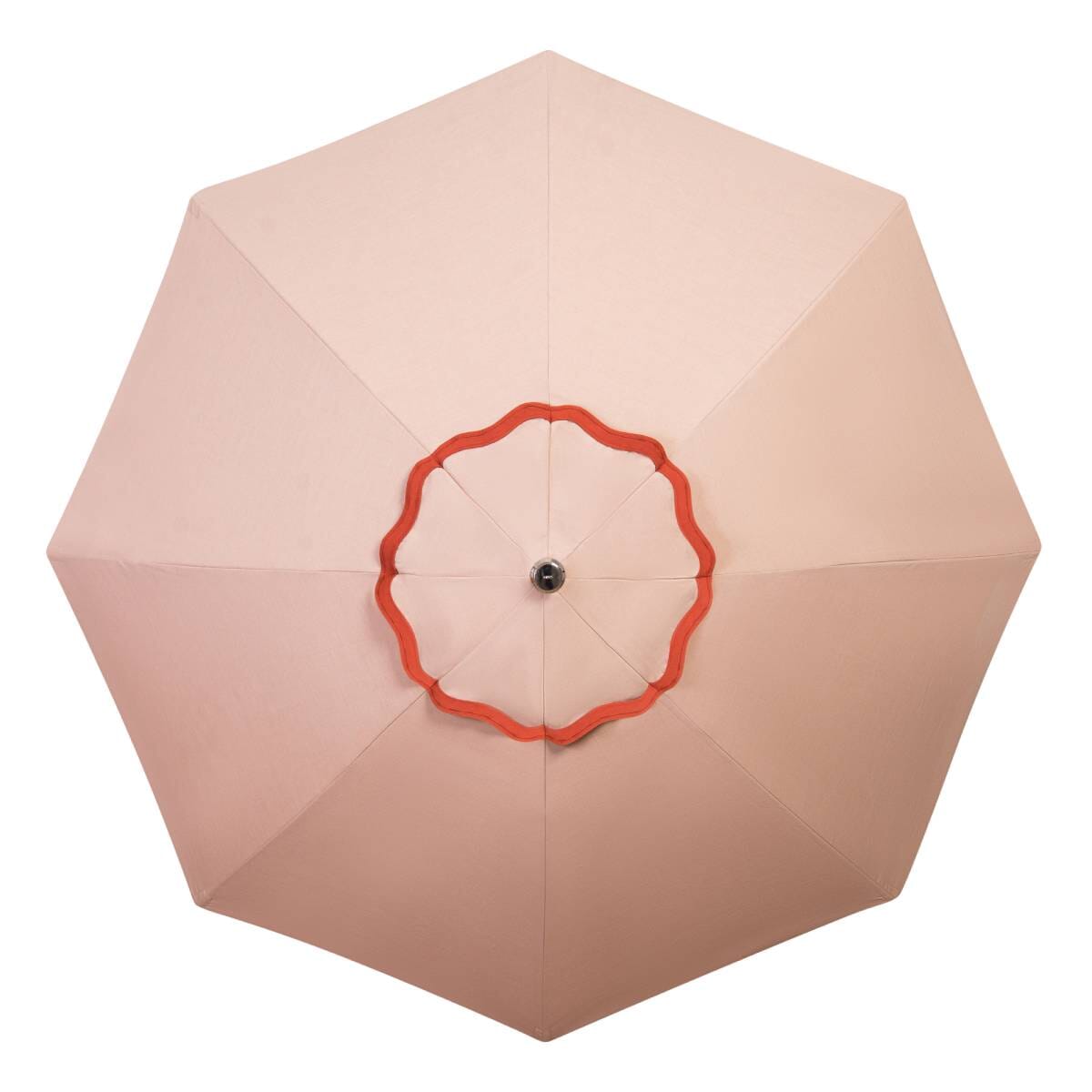 top down view of rivie pink patio umbrella