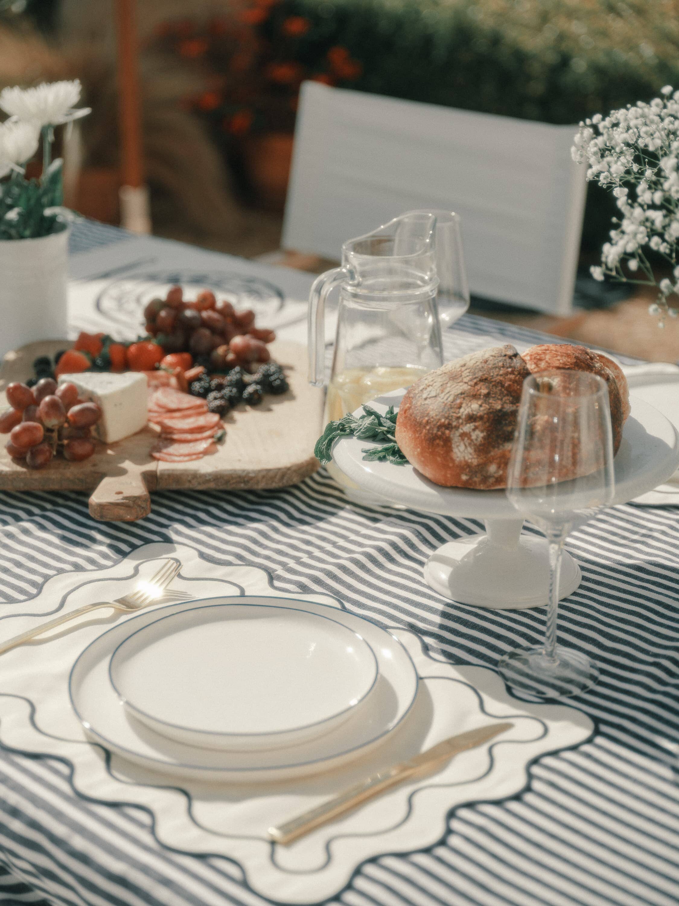 Al fresco dining table with placemats