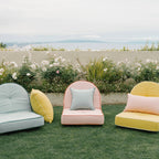 Reclining loungers in a garden setting