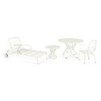 four different outdoor Al Fresco furniture piece in white metal