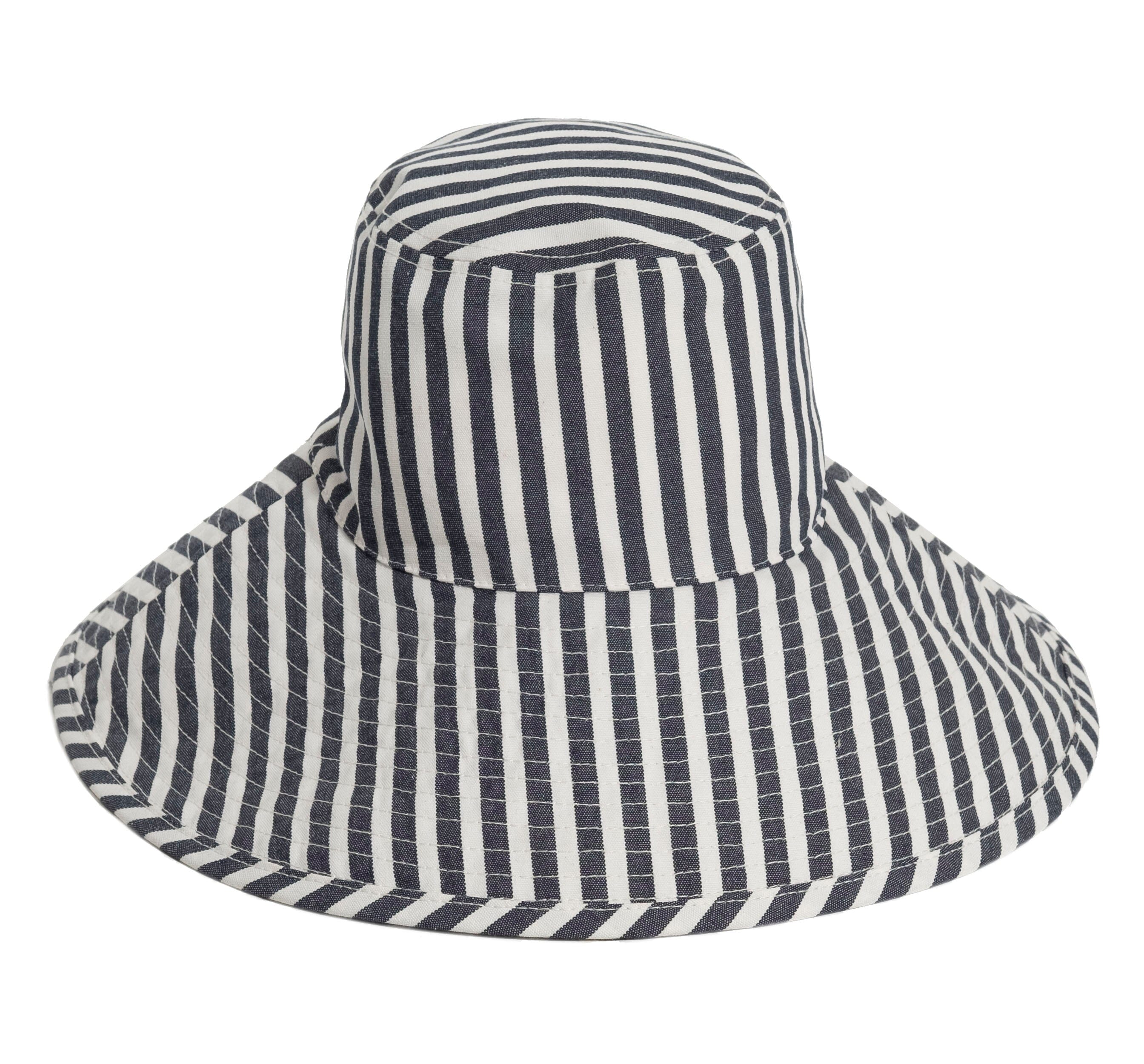 The Wide Brim Hat - Lauren's Navy Stripe Wide Brim Hat Business & Pleasure Co 
