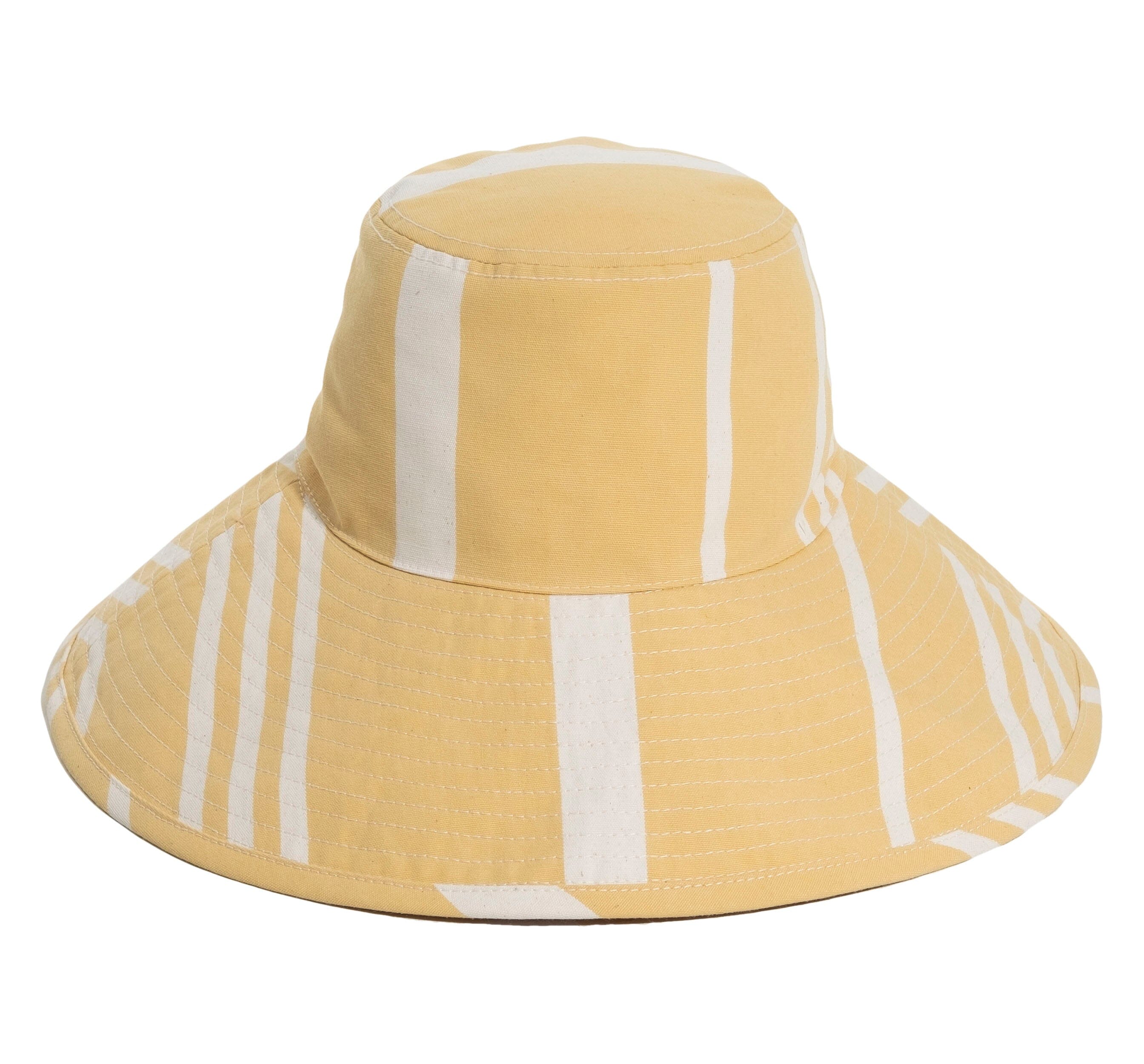 The Wide Brim Hat - Vintage Yellow Stripe Wide Brim Hat Business & Pleasure Co 