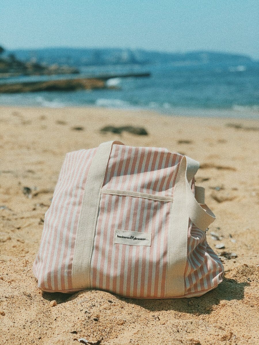 The Beach Bag - Lauren's Pink Stripe Beach Bag Business & Pleasure Co 