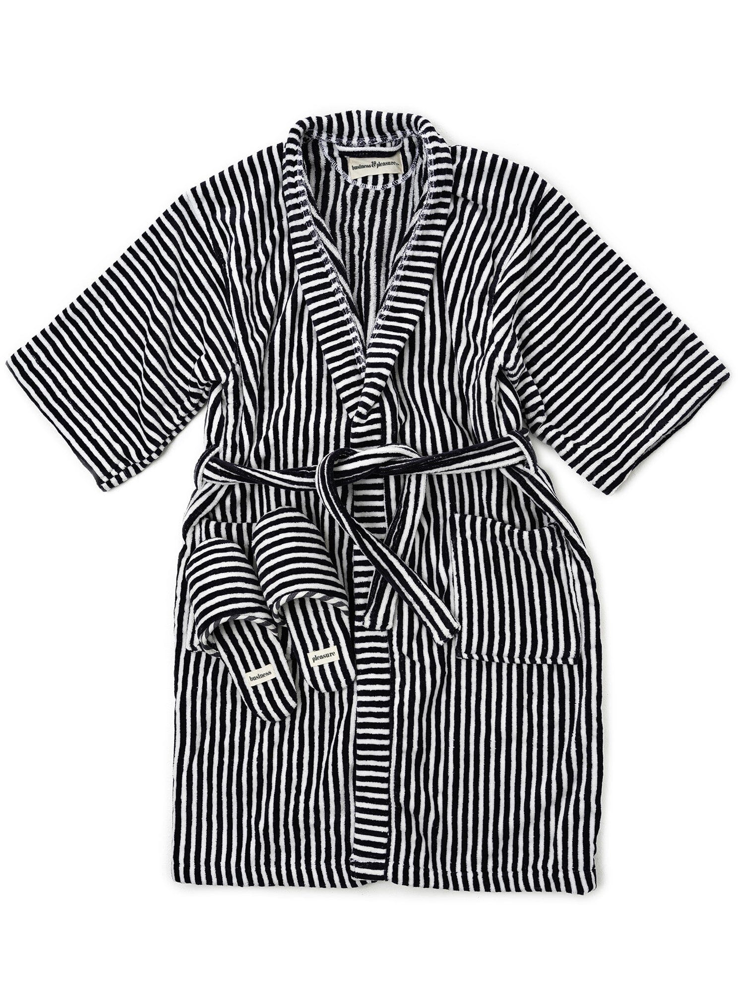 Robe & Slipper Set - Lauren's Navy Stripe Robe & Slipper Set Business & Pleasure Co 