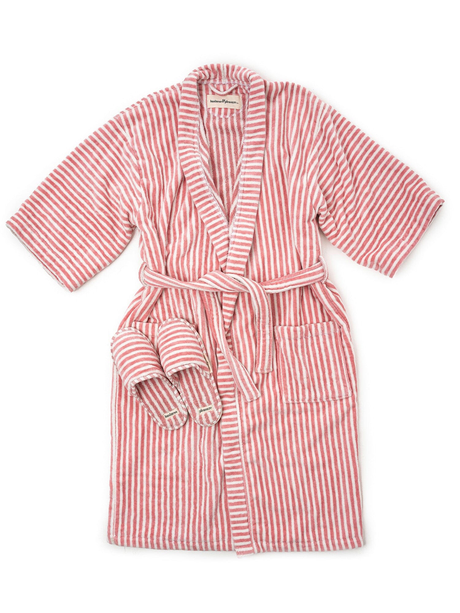Robe & Slipper Set - Lauren's Pink Stripe Robe & Slipper Set Business & Pleasure Co 