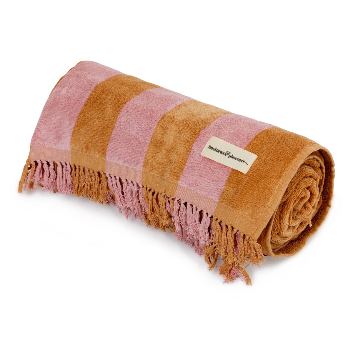 studio image of 70s sand and pink holiday blanket