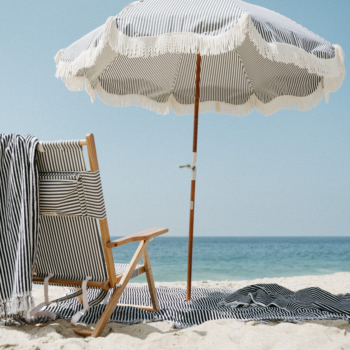 The Beach Towel - Lauren's Navy Stripe Beach Towel Business & Pleasure Co 