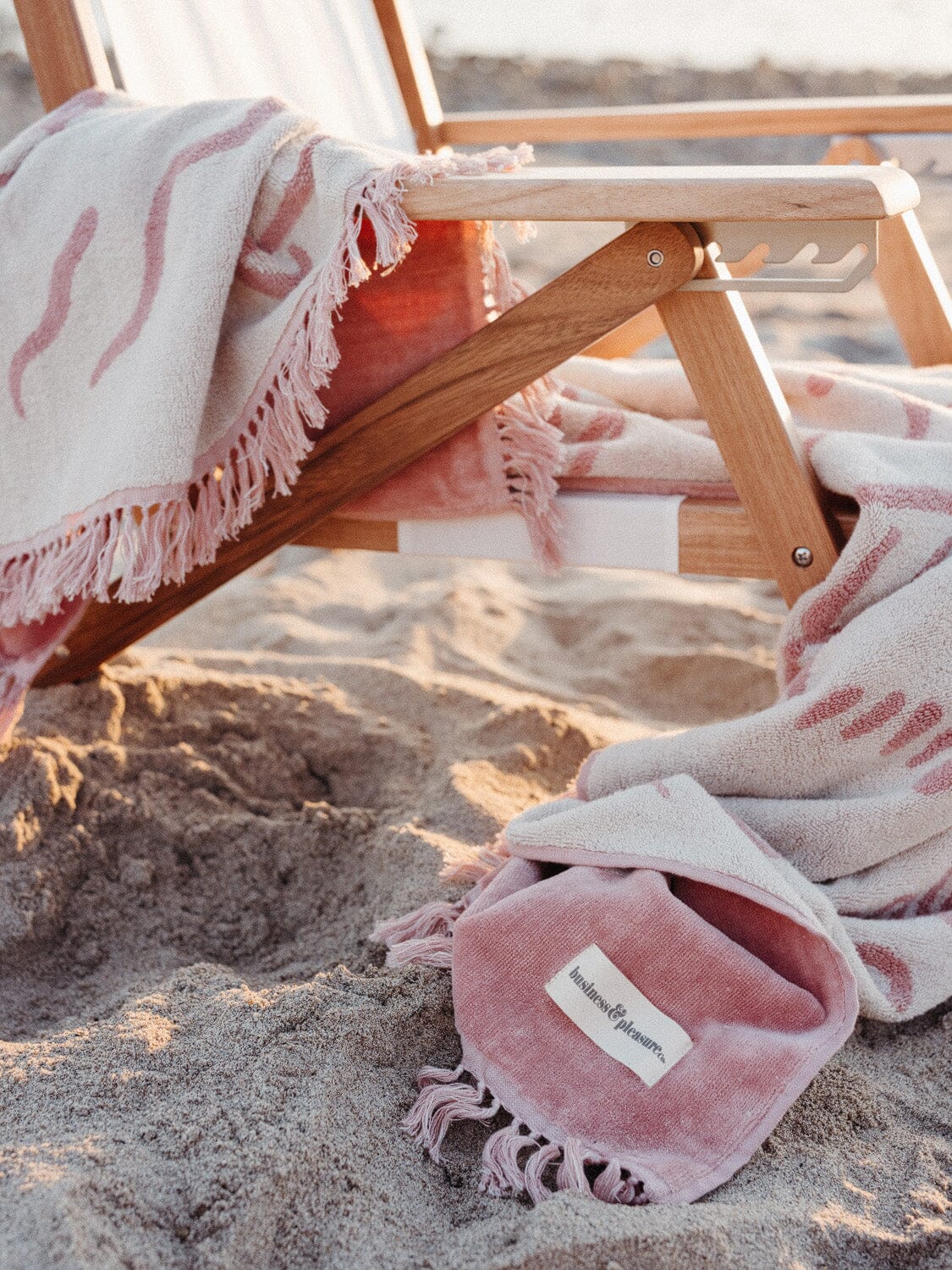 The Beach Towel - Le Basque Pink Beach Towel Business & Pleasure Co 