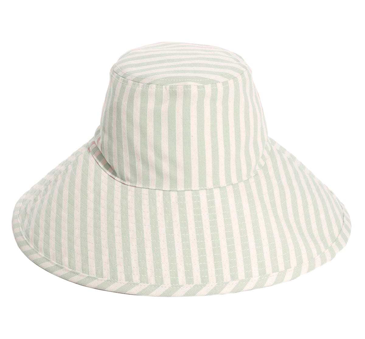 The Wide Brim Hat - Lauren's Sage Stripe Wide Brim Hat Business & Pleasure Co 