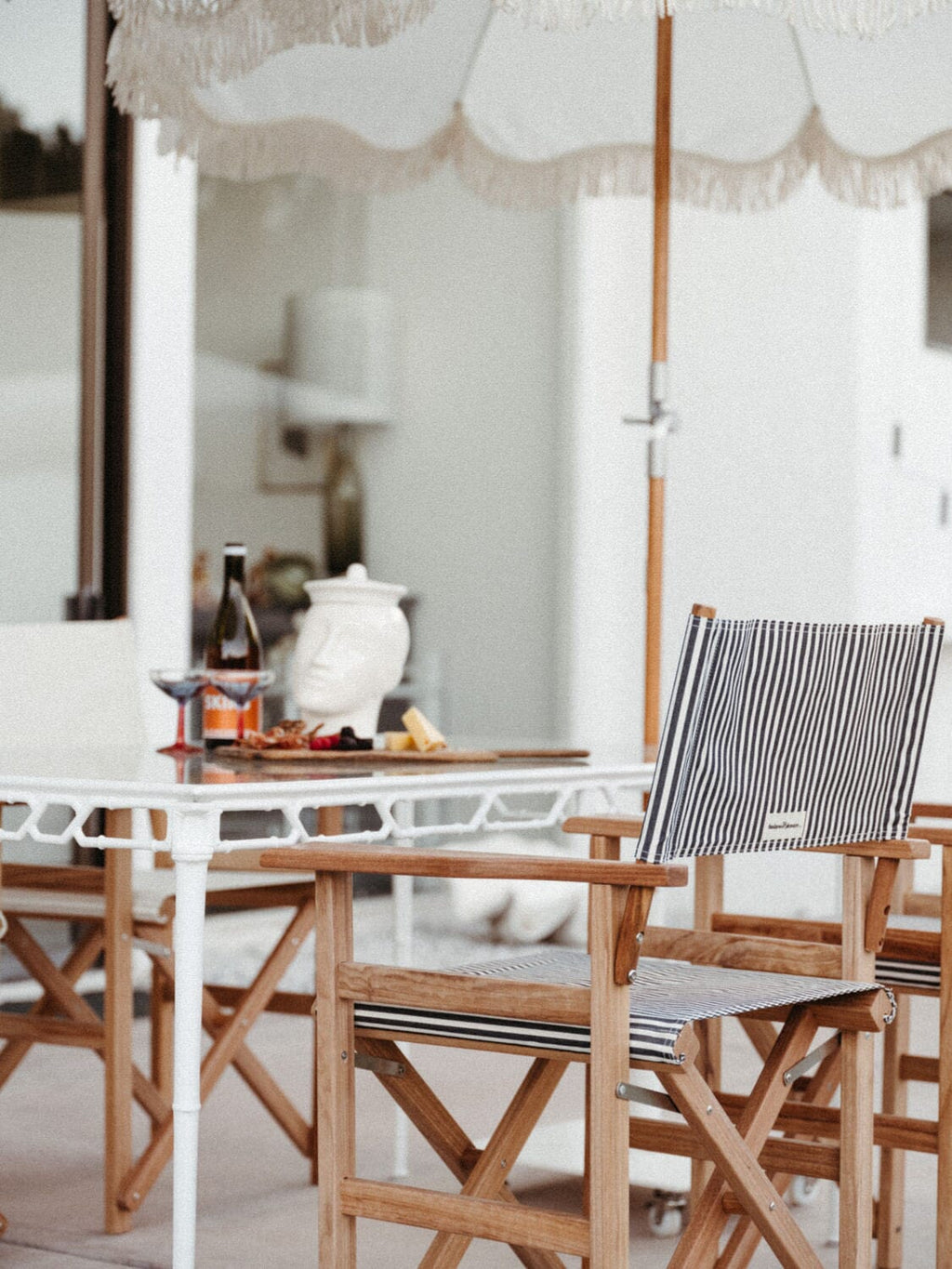 The Directors Chair - Table Height - Lauren's Navy Stripe Director Chair Business & Pleasure Co 