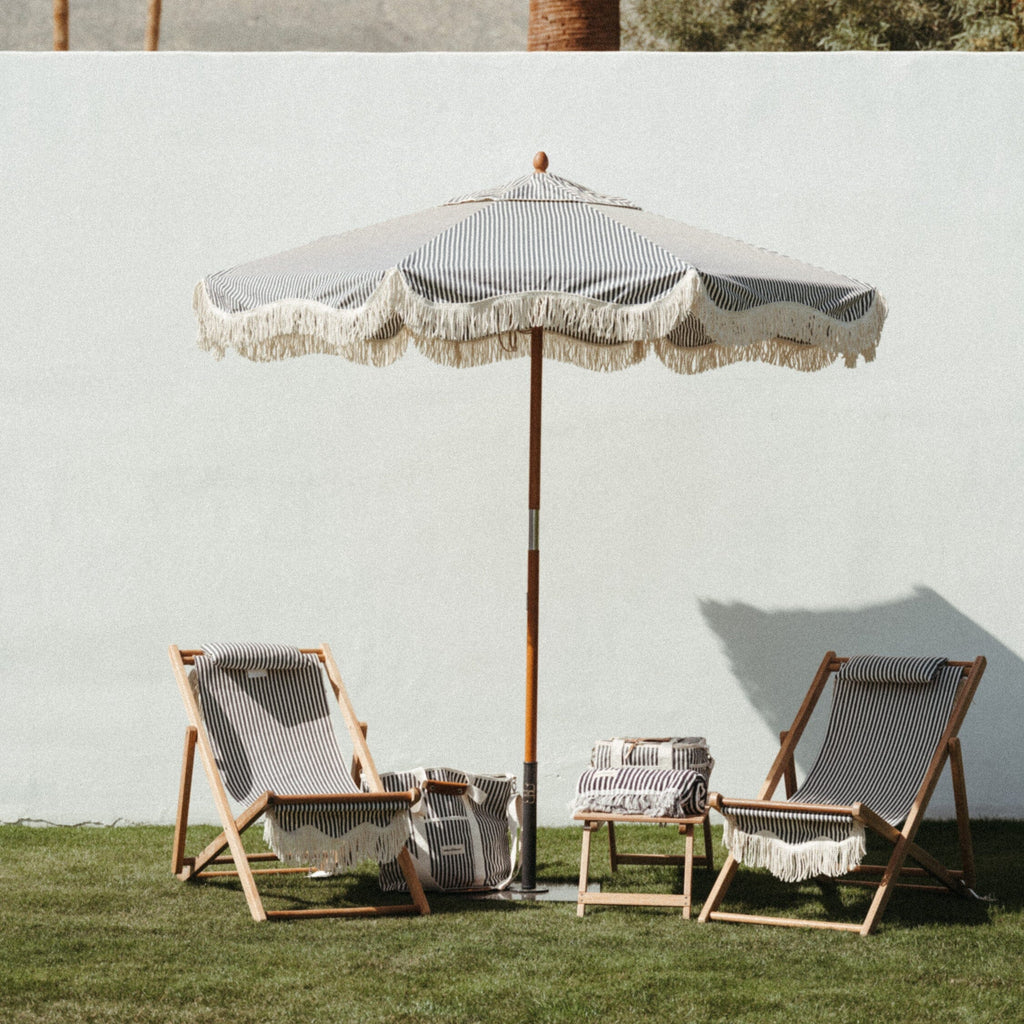 The Market Umbrella - Lauren's Navy Stripe Market Umbrella Business & Pleasure Co 