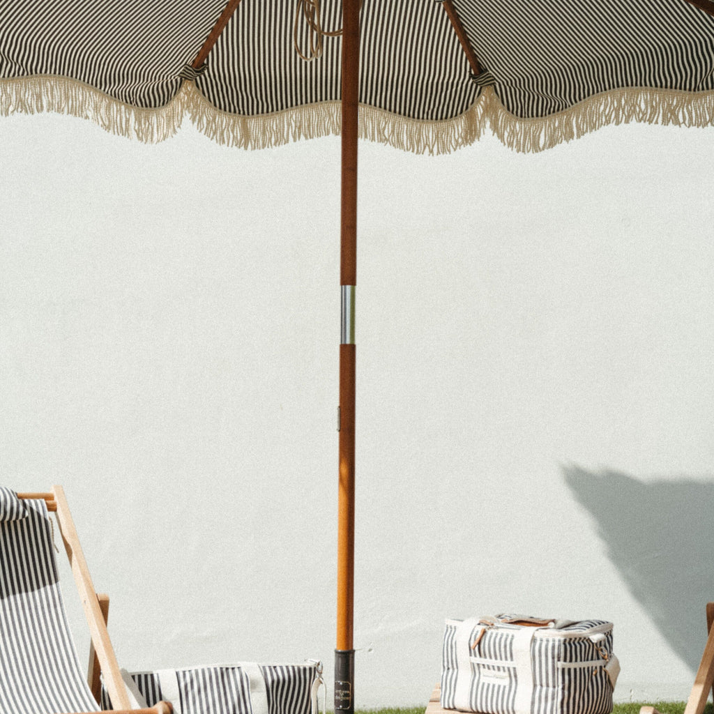 The Market Umbrella - Lauren's Navy Stripe Market Umbrella Business & Pleasure Co 