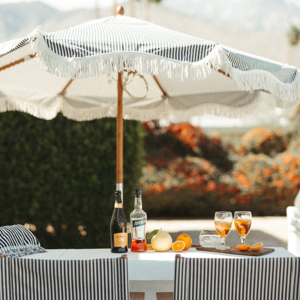 The Market Umbrella - Lauren's Navy Stripe Market Umbrella Business & Pleasure Co 