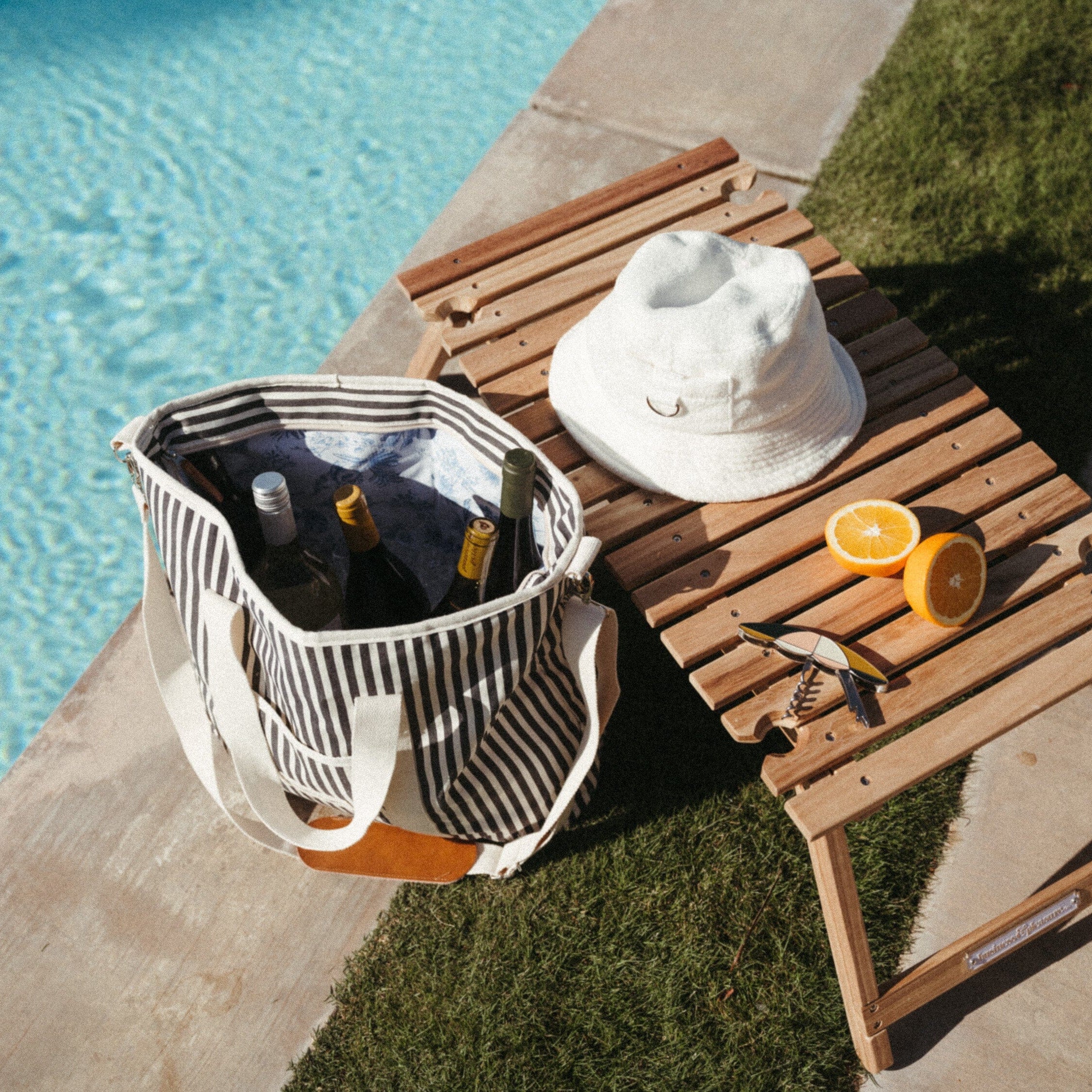 The Cooler Tote Bag - Lauren's Navy Stripe Cooler Tote Business & Pleasure Co 