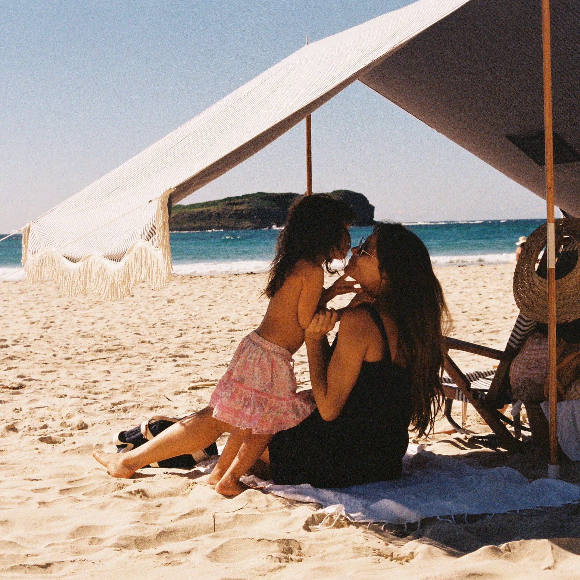 The Premium Beach Tent - Lauren's Navy Stripe Premium Beach Tent Business & Pleasure Co 