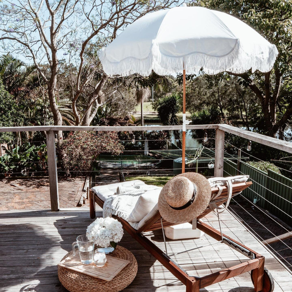 The Holiday Beach Umbrella - Antique White Holiday Beach Umbrella Business & Pleasure Co 