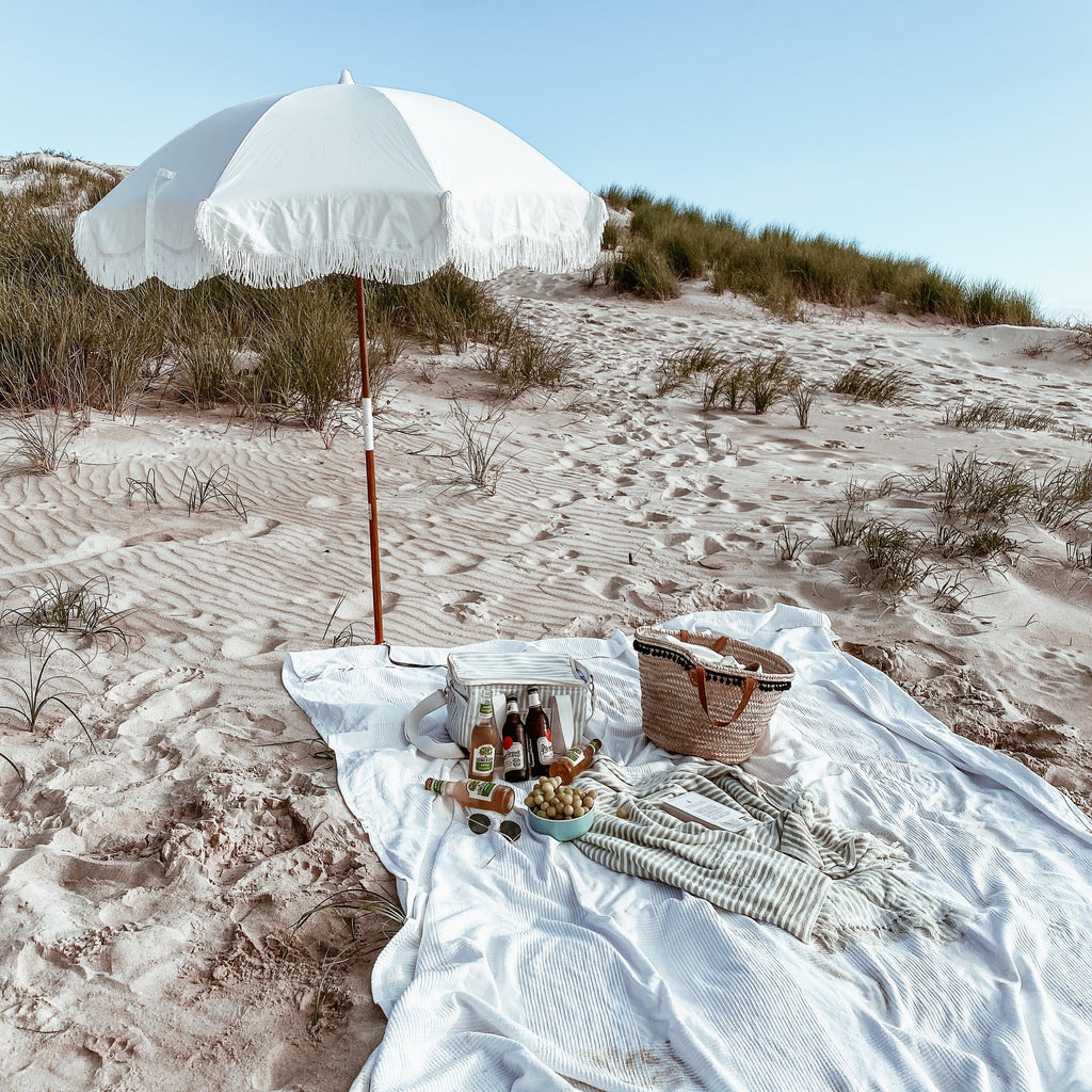 The Holiday Beach Umbrella - Antique White Holiday Beach Umbrella Business & Pleasure Co 