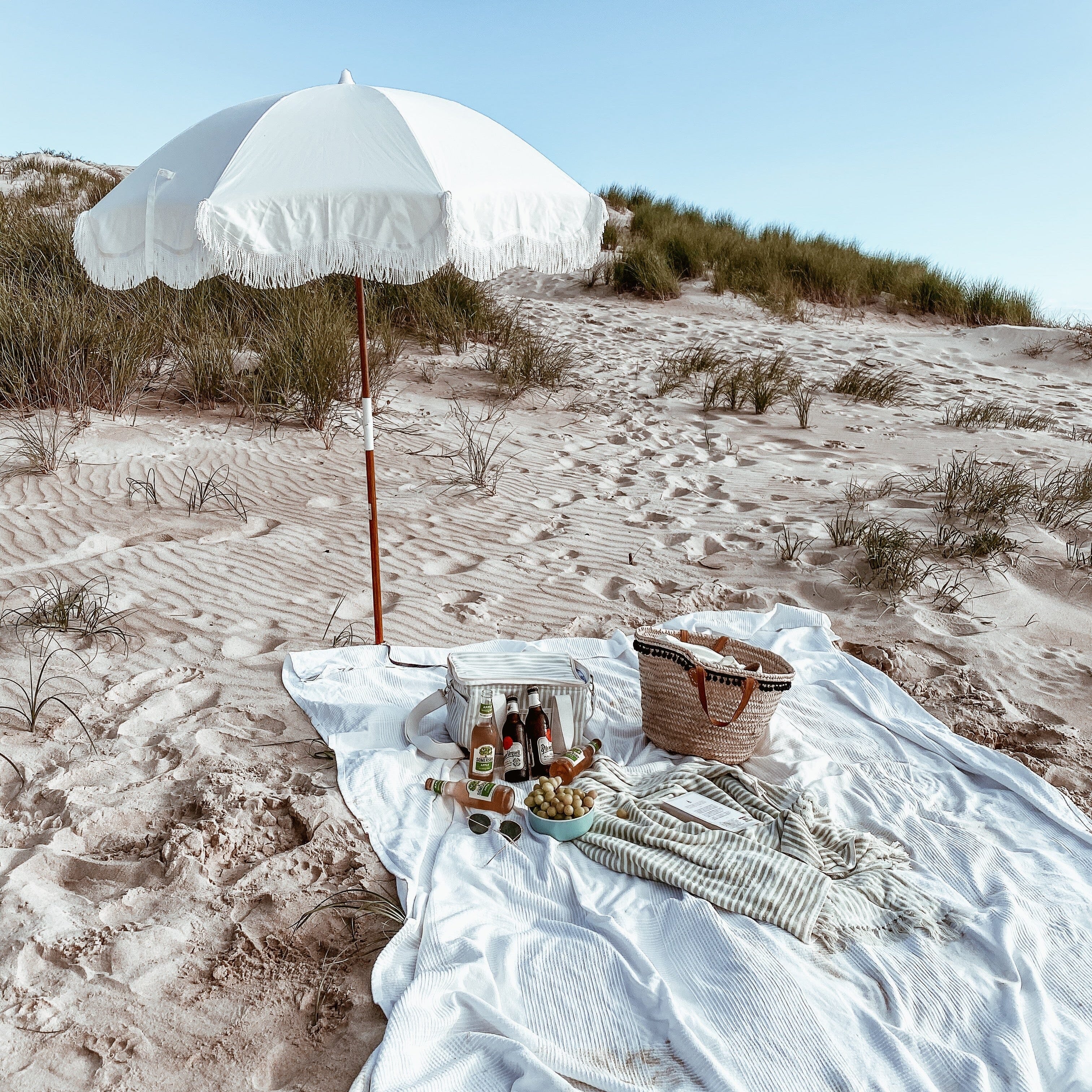 The Holiday Beach Umbrella - Antique White Holiday Beach Umbrella Business & Pleasure Co 