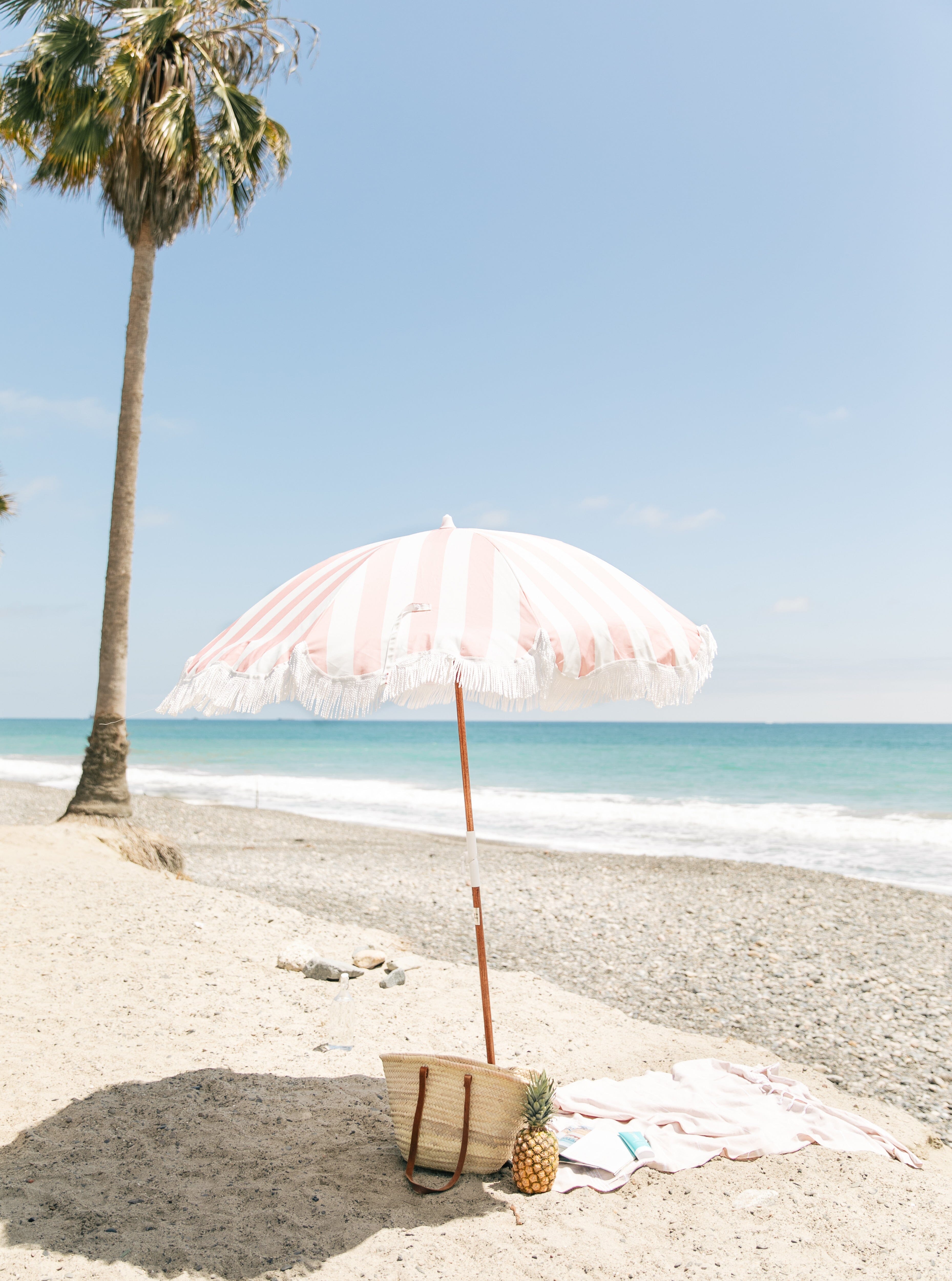 The Holiday Beach Umbrella - Pink Crew Stripe Holiday Beach Umbrella Business & Pleasure Co 