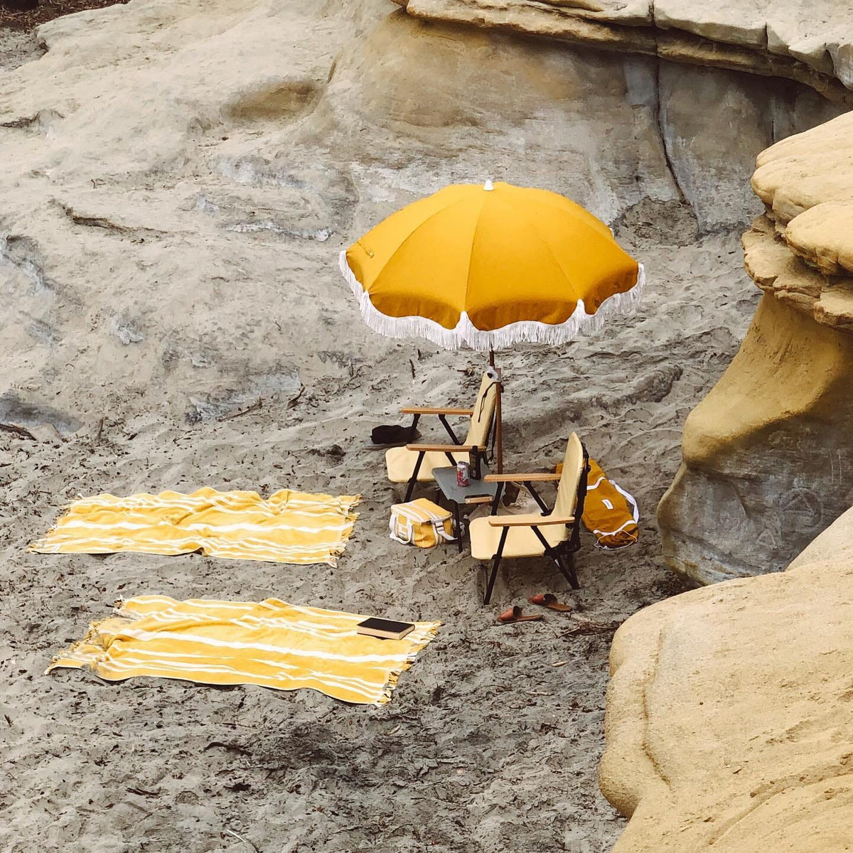 The Holiday Beach Umbrella - Vintage Gold Holiday Beach Umbrella Business & Pleasure Co 