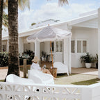 The Market Umbrella - Lauren's Navy Stripe Market Umbrella Business & Pleasure Co 