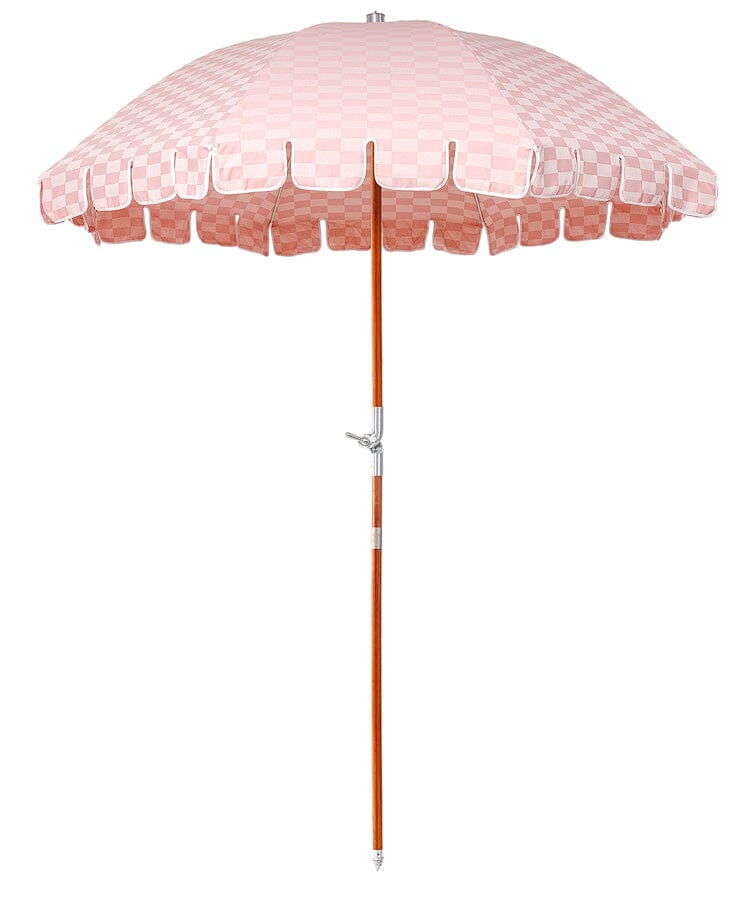 The Premium Beach Umbrella - Dusty Pink Check
