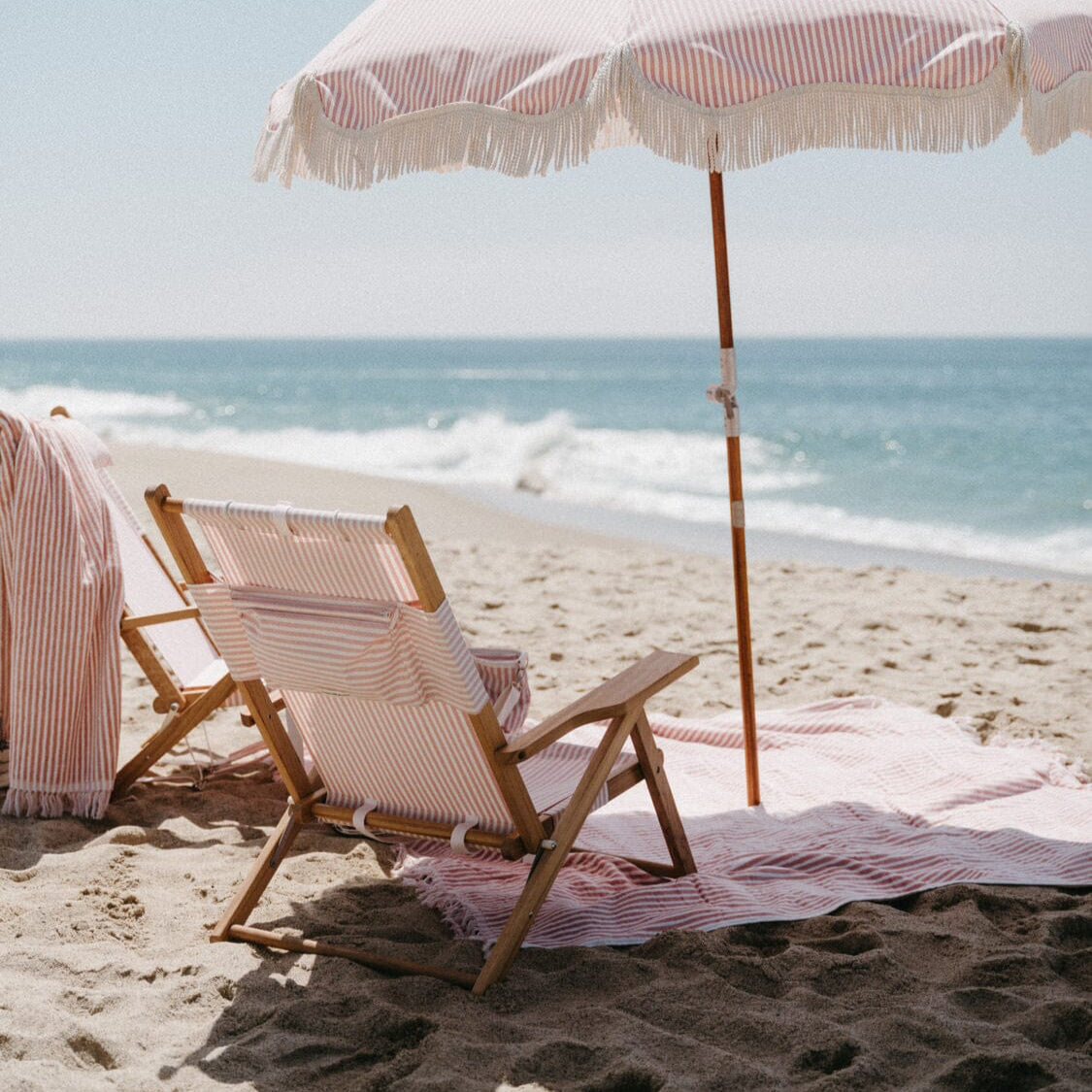 The Beach Blanket - Lauren's Pink Stripe Beach Blanket Business & Pleasure Co 