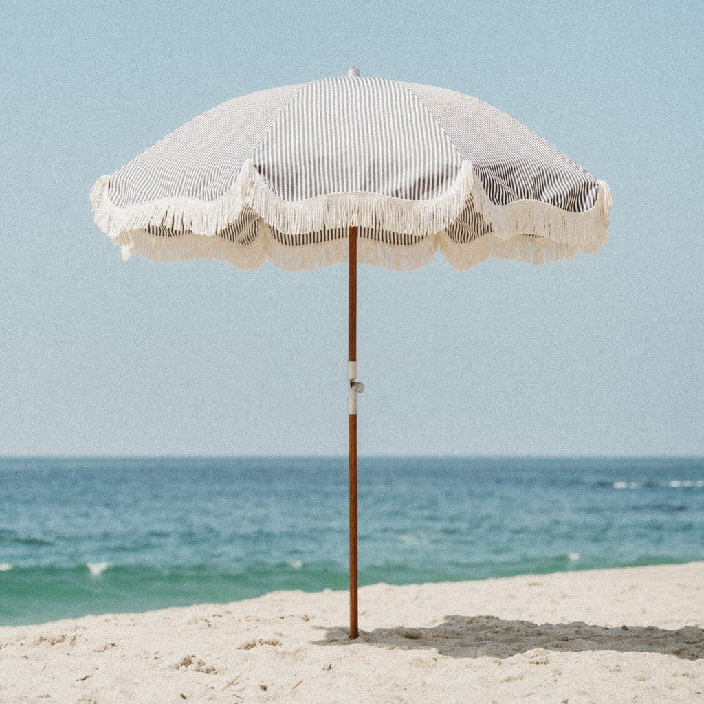 The Premium Beach Umbrella - Lauren's Navy Stripe Premium Beach Umbrella Business & Pleasure Co 
