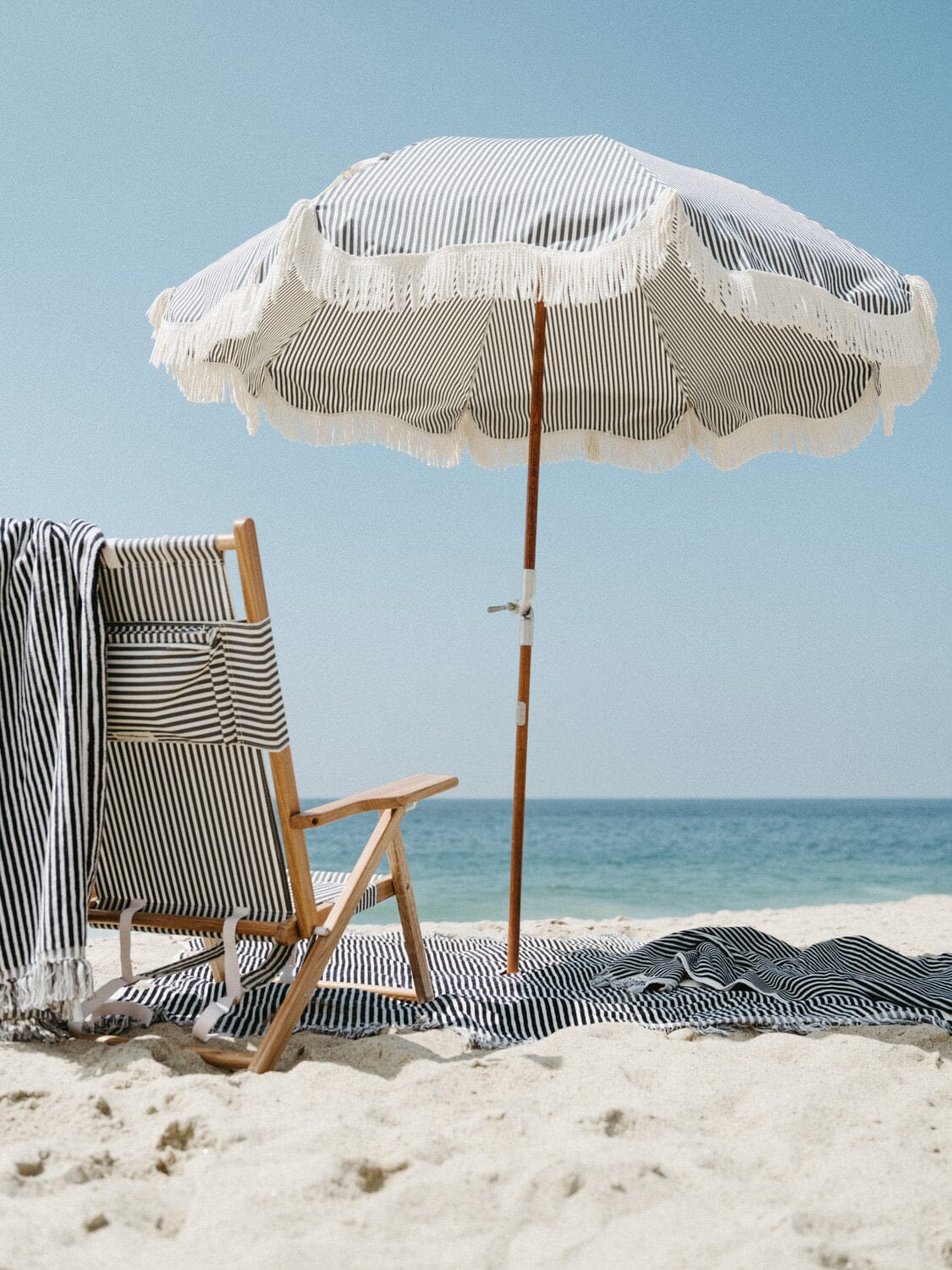The Premium Beach Umbrella - Lauren's Navy Stripe Premium Beach Umbrella Business & Pleasure Co 