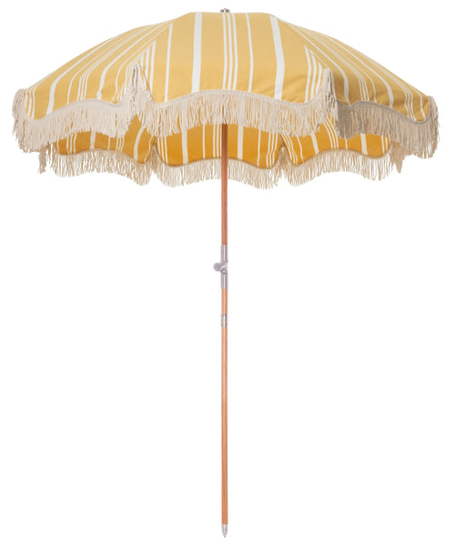 The Premium Beach Umbrella - Vintage Yellow Stripe