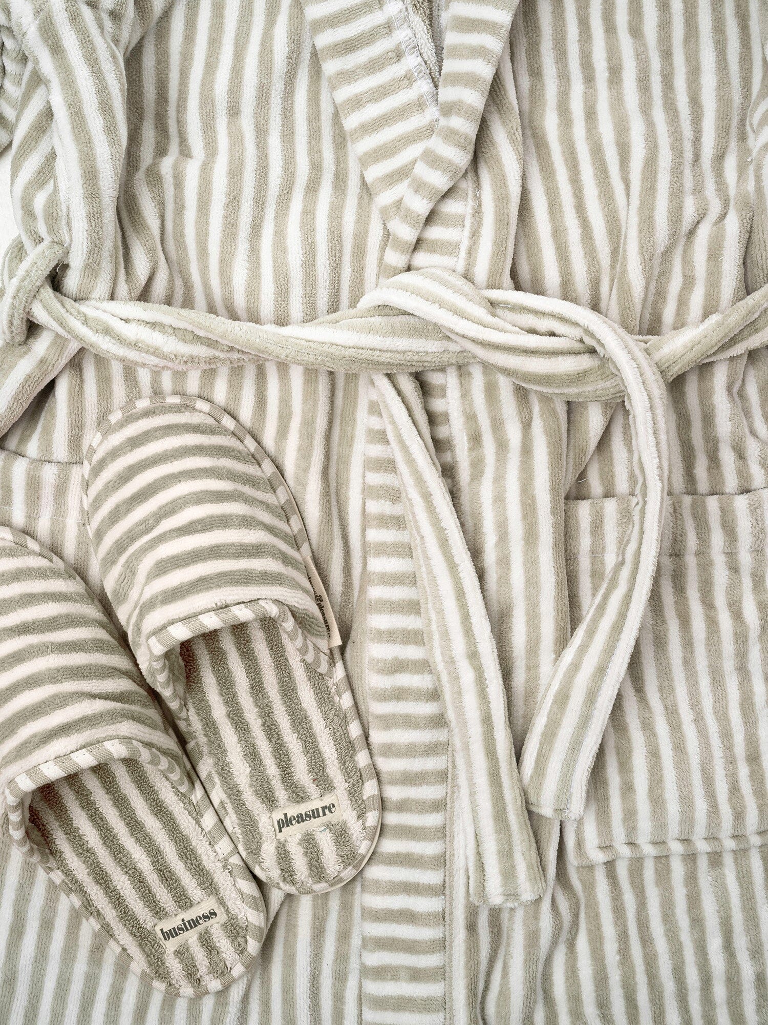 Robe & Slipper Set - Lauren's Sage Stripe