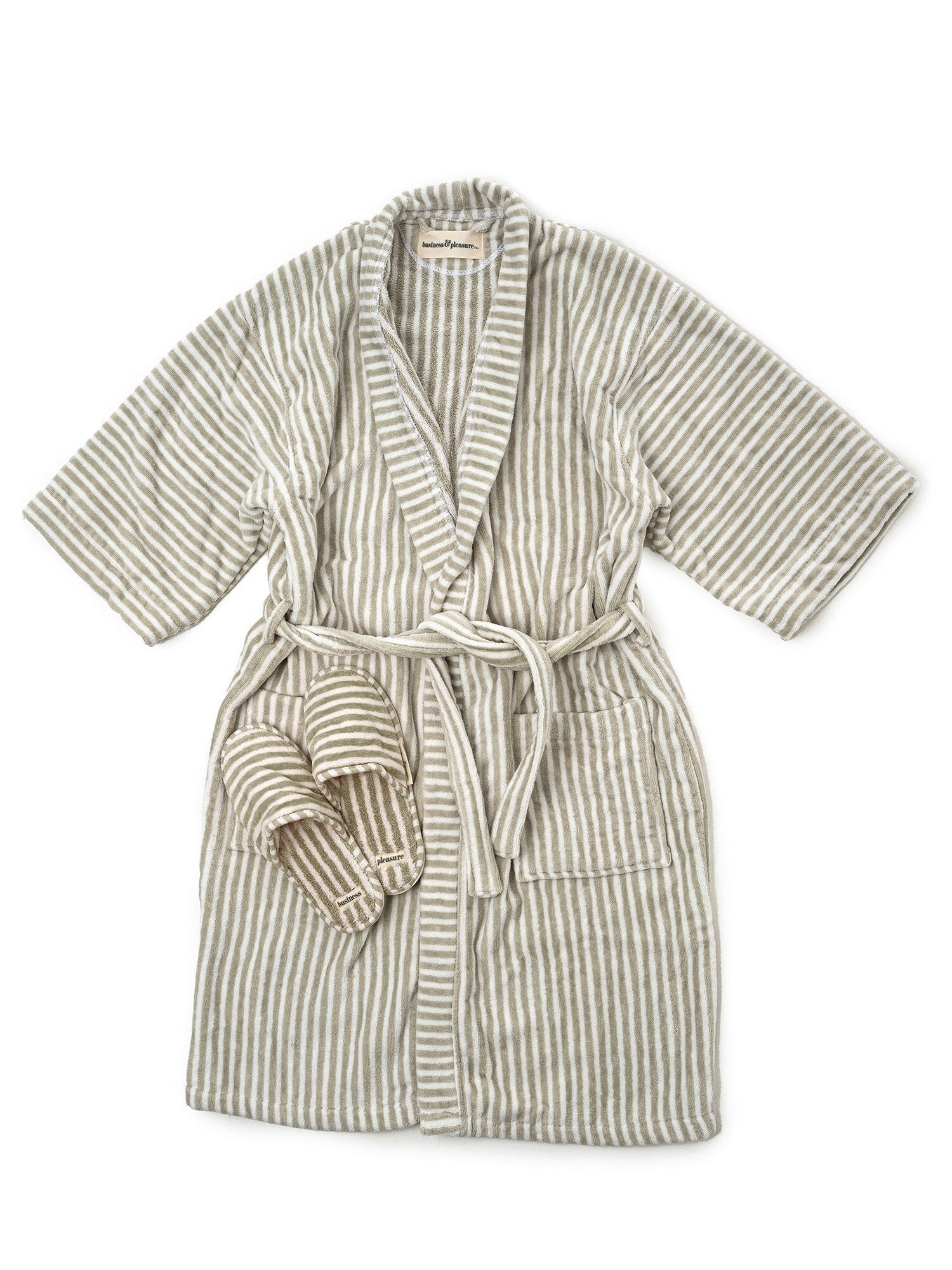 Robe & Slipper Set - Lauren's Sage Stripe Robe & Slipper Set Business & Pleasure Co 