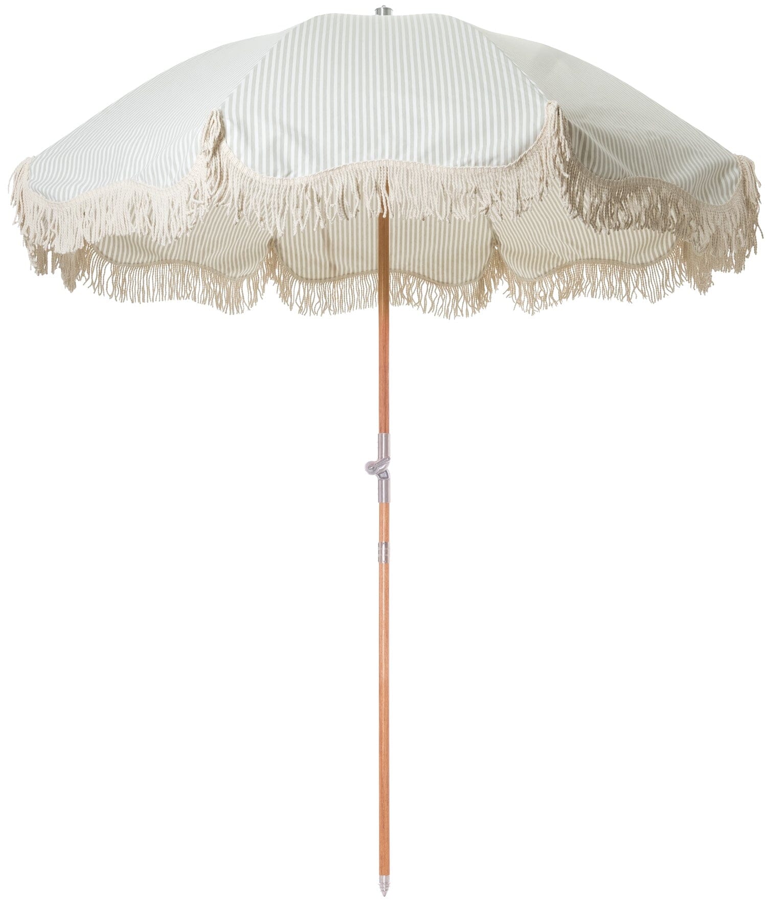 The Premium Beach Umbrella - Lauren's Sage Stripe - Business & Pleasure Co