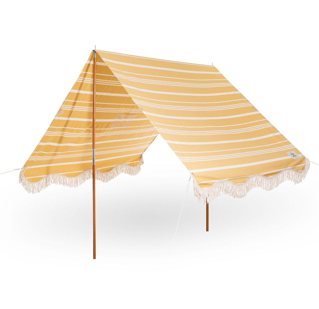 Premium Beach Tent with Vintage Yellow Stripe