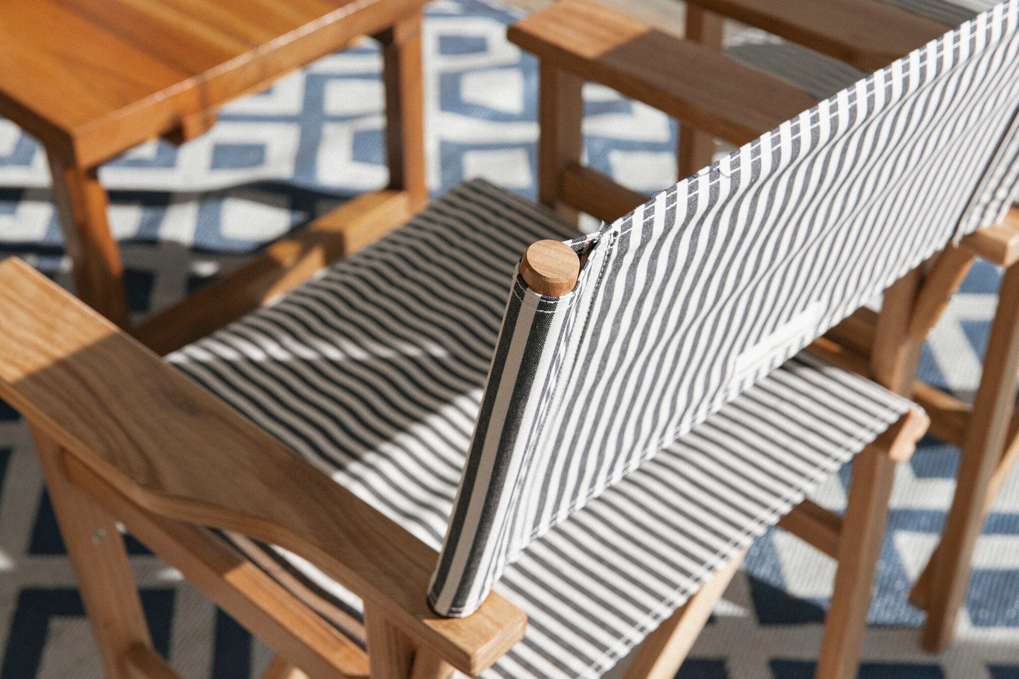 The Directors Chair - Table Height - Lauren's Navy Stripe Director Chair Business & Pleasure Co 