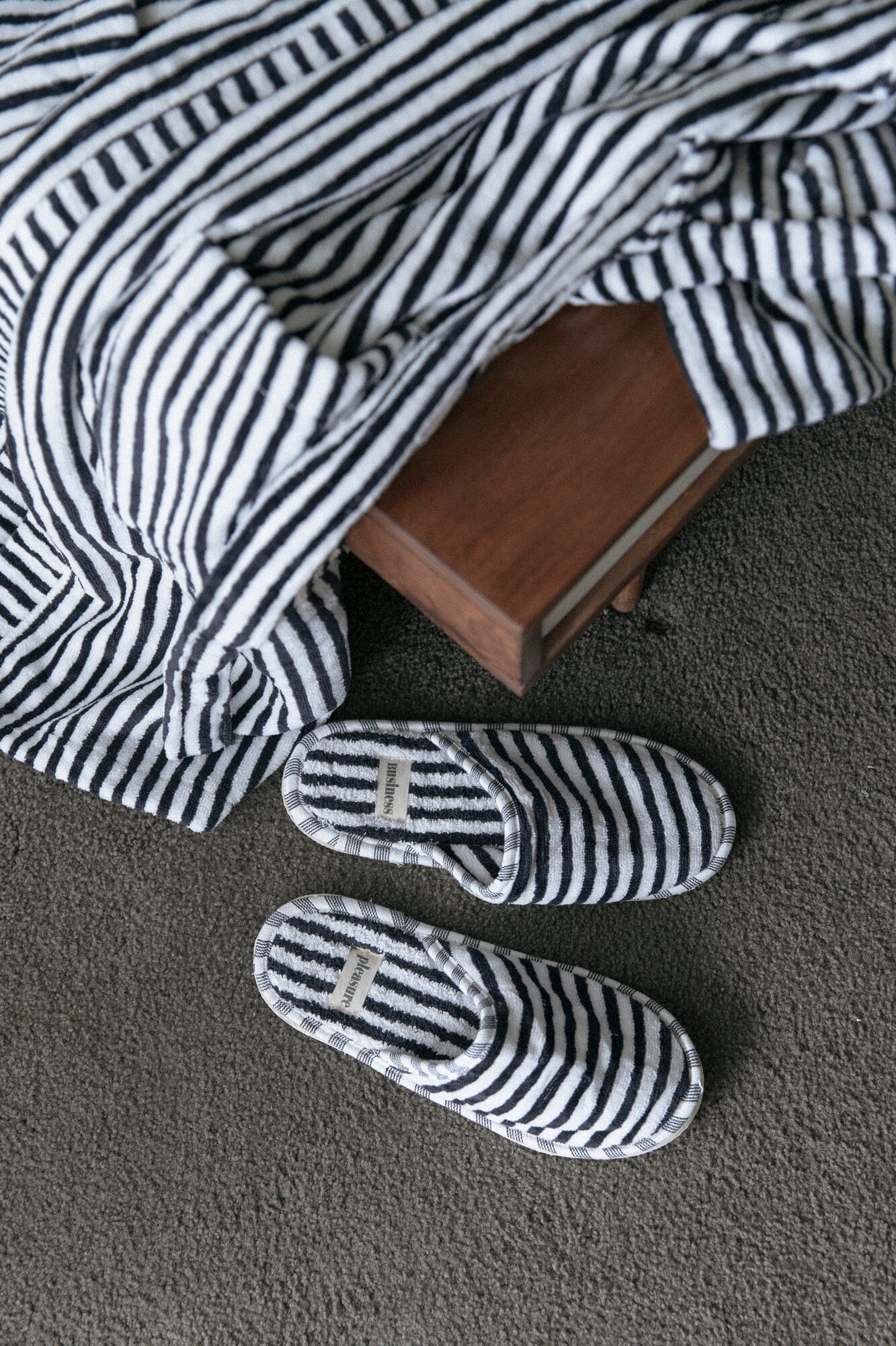 Robe & Slipper Set - Lauren's Navy Stripe Robe & Slipper Set Business & Pleasure Co 