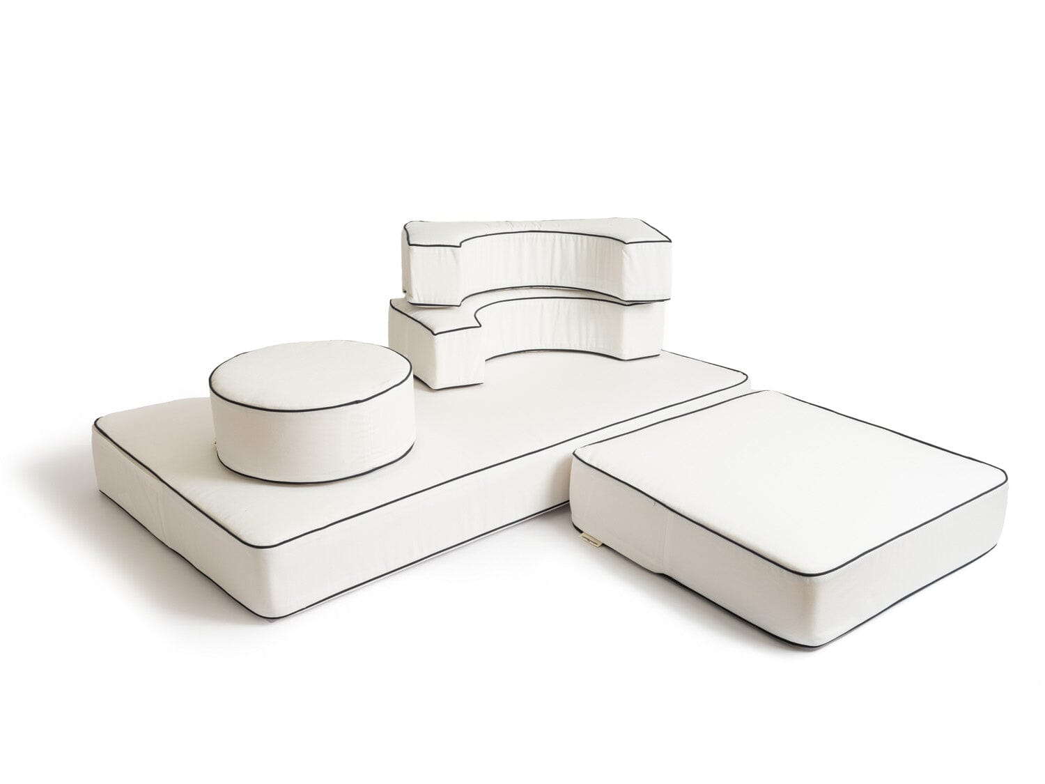 studio image of white modular pillow stack