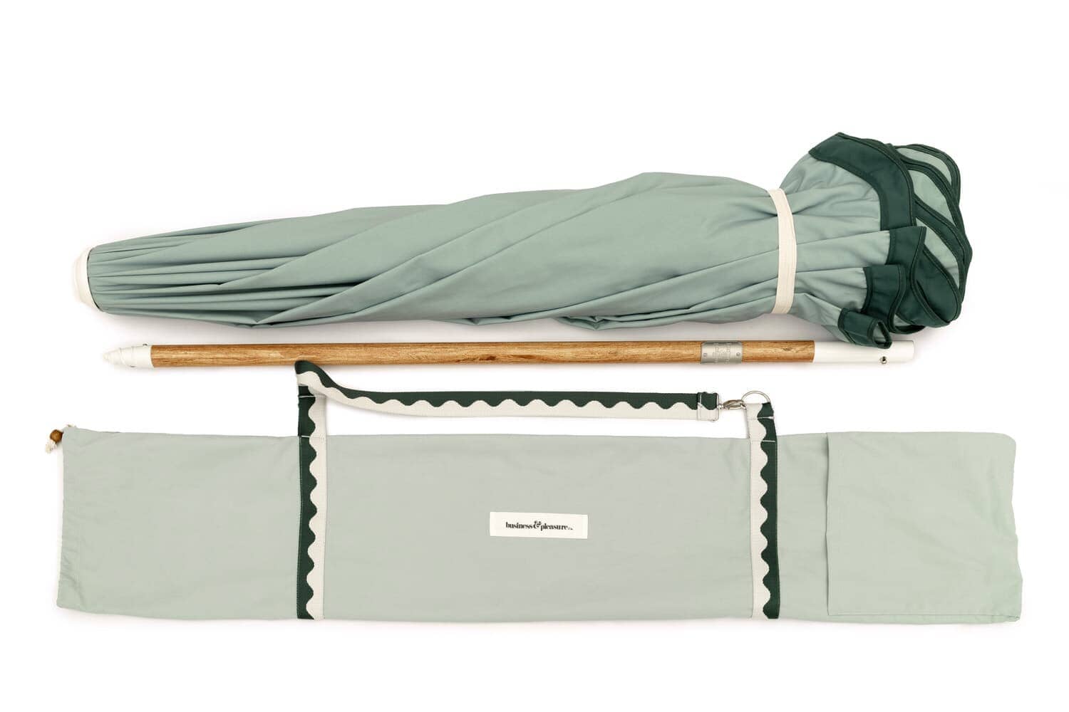 Studio image of Amalfi Umbrella in Riviera Green laying flat