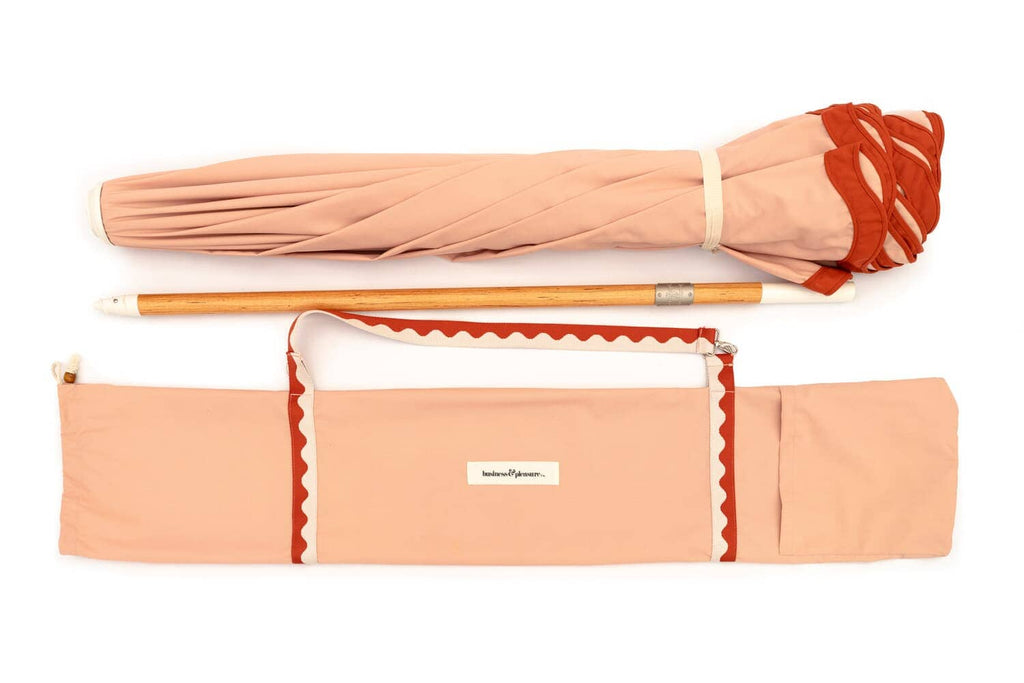 Studio image of Riviera Pink Amalfi Umbrella laying flat