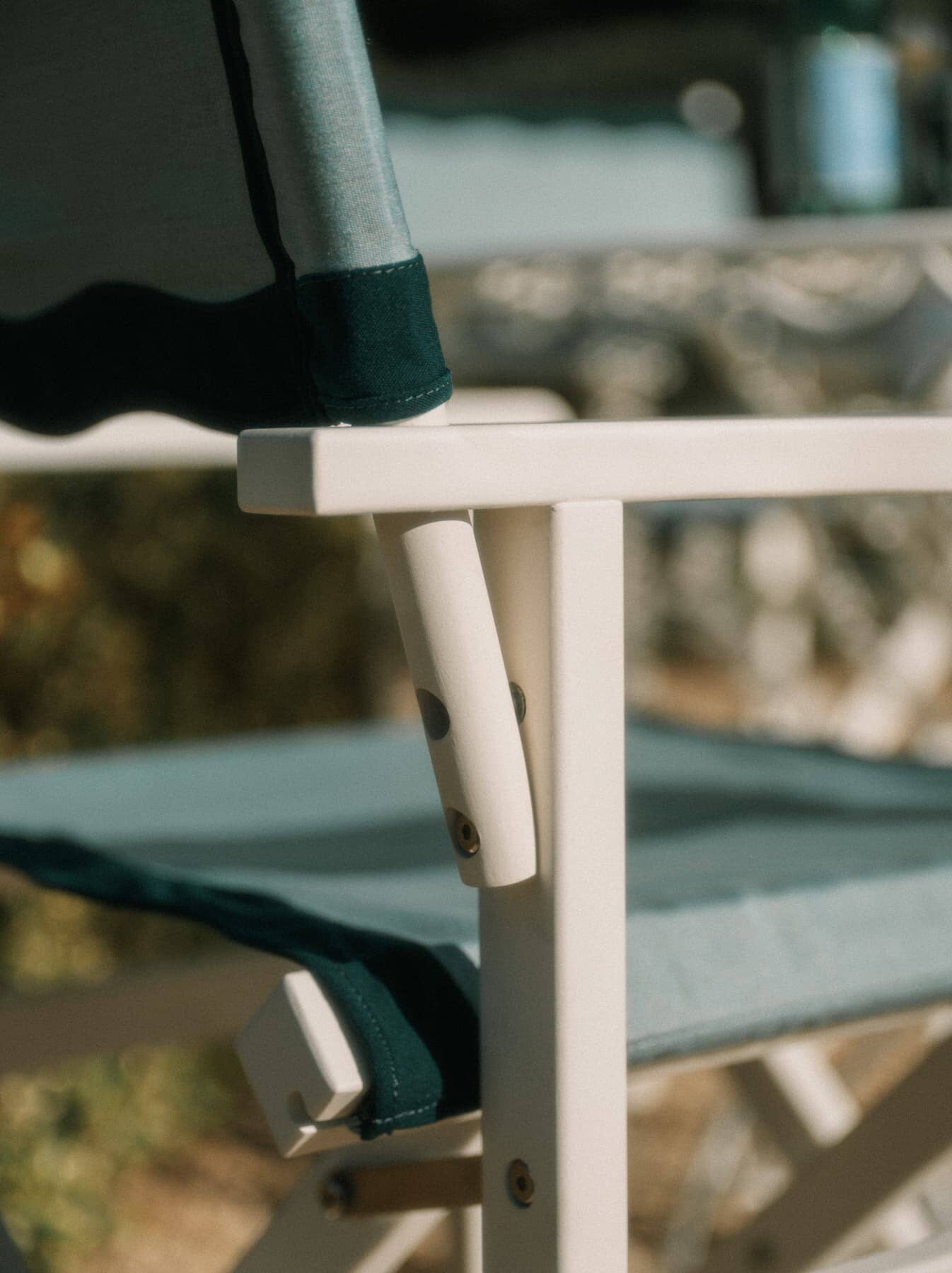 Close up of riviera green directors chair