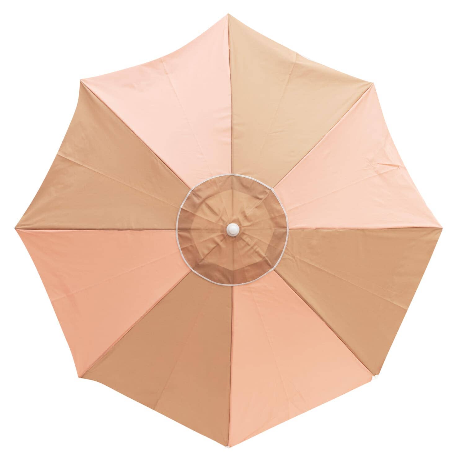 studio image of 70's panel sand pink family umbrella