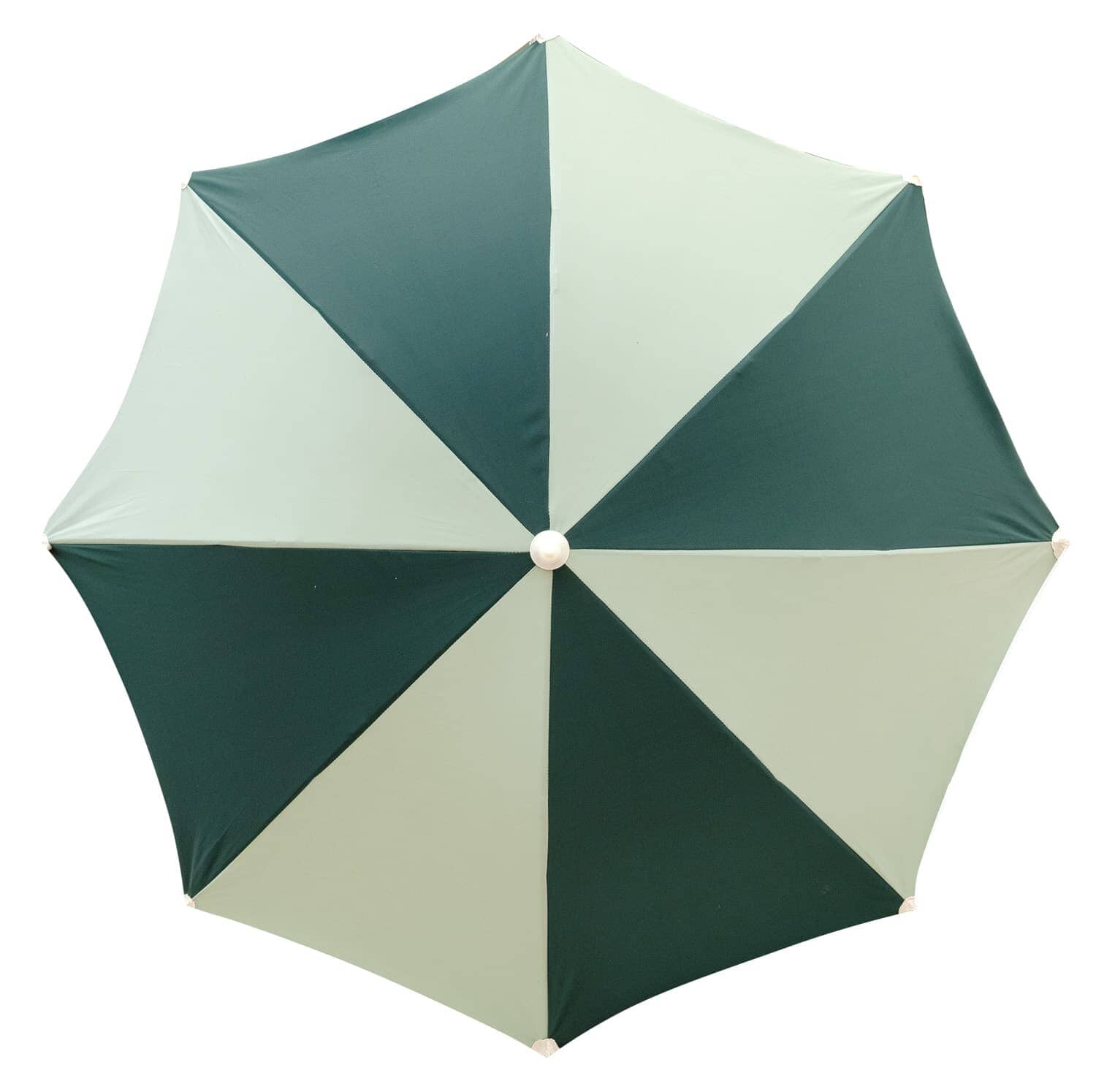 studio image of 70s panel green holiday beach umbrella