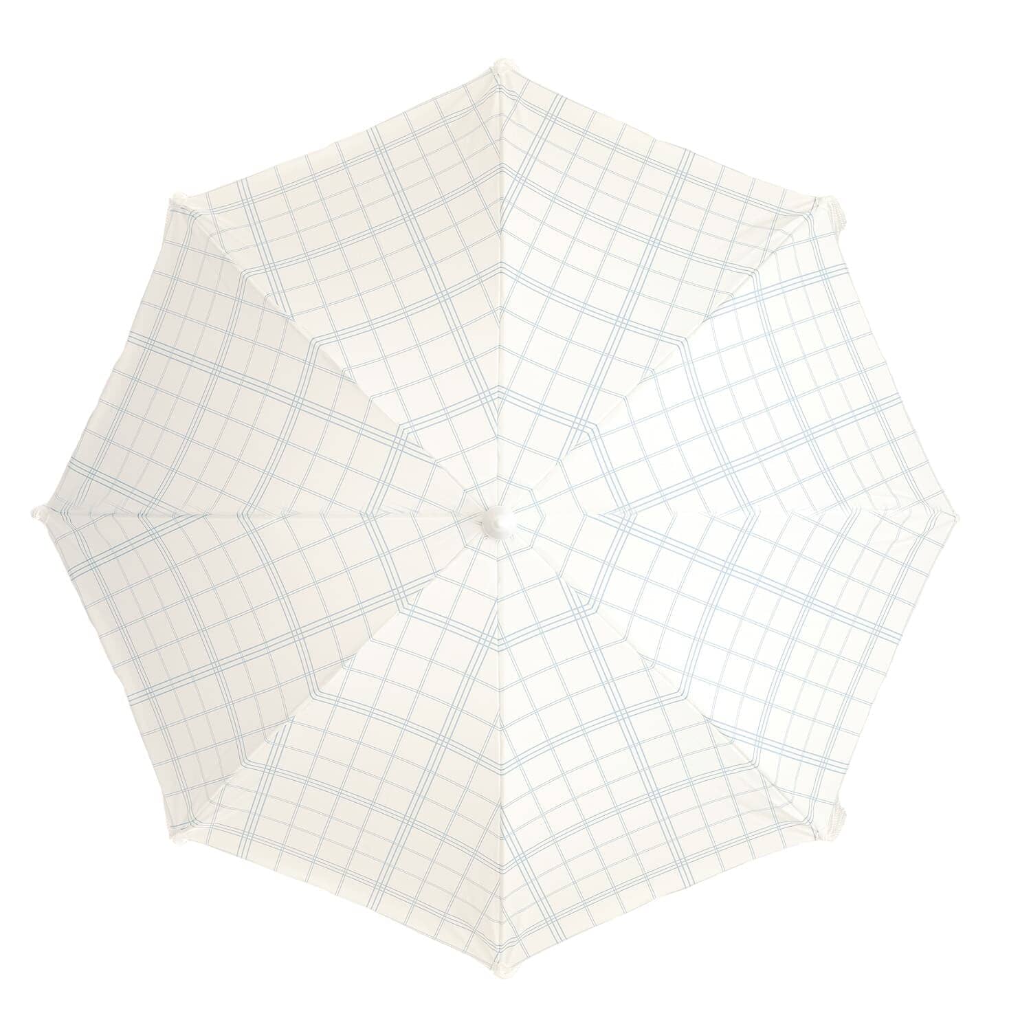 studio image of blue plaid holiday umbrella