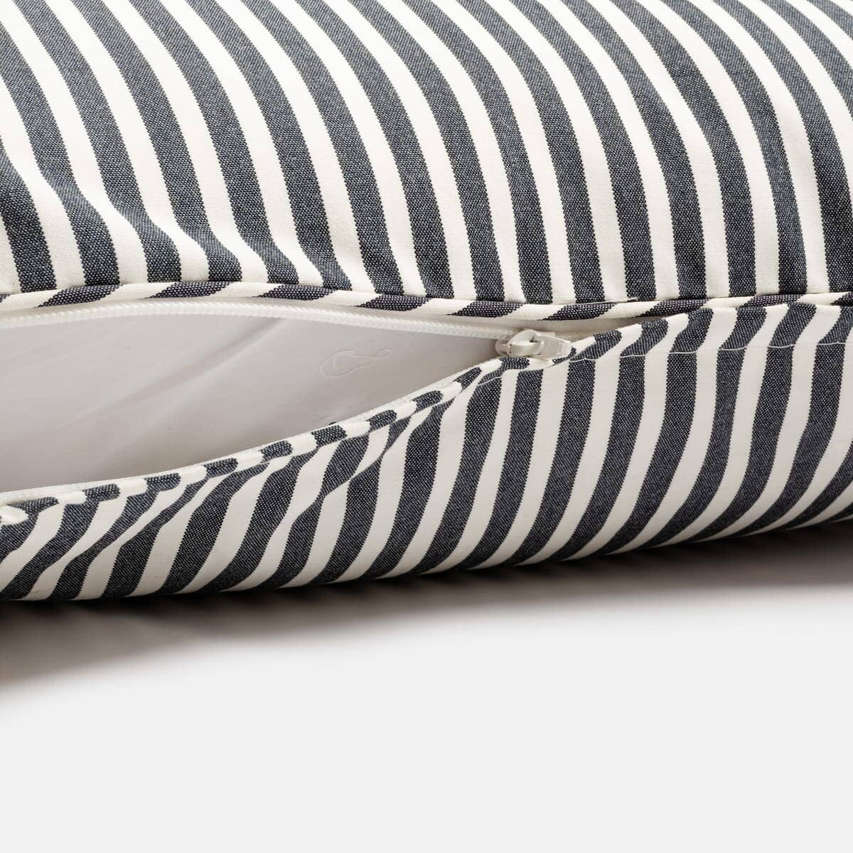 zoomed in image of zipper on rectangle throw pillow
